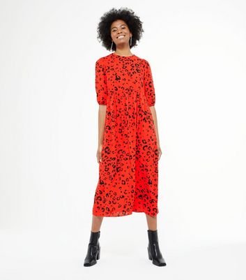 Tall Red Leopard Print Midi Dress | New ...